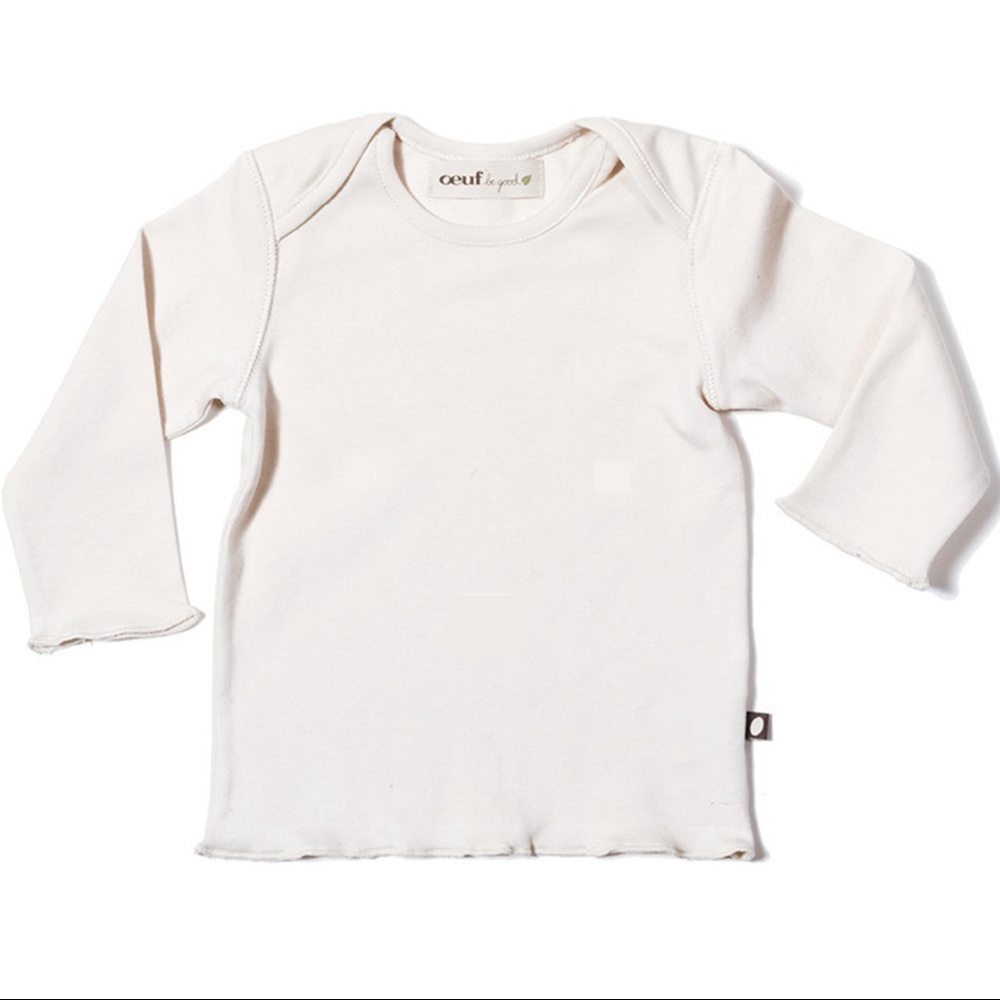 Oeuf Organic Pima Cotton White Long Sleeve Tee